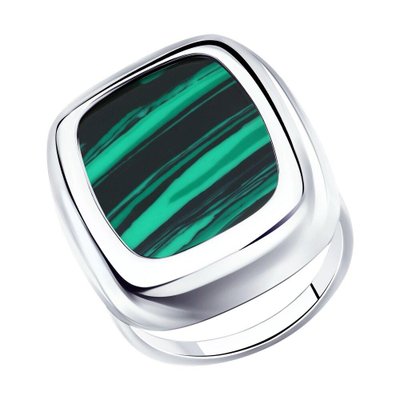 Кольцо из серебра с малахитом, 925, 20 700 тг