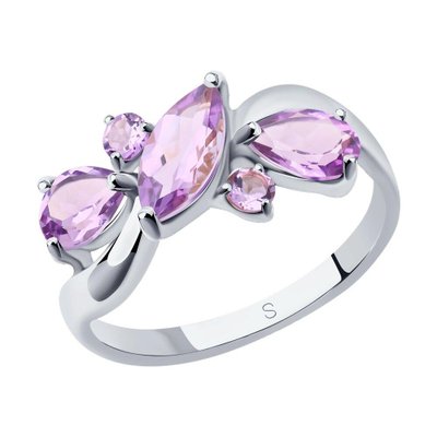 Кольцо из серебра с аметистами, 925, 13 950 тг