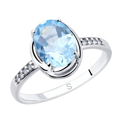 Кольцо из серебра с топазом и фианитами, 925, 16 050 тг