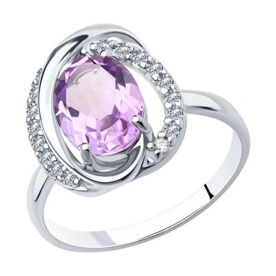 Кольцо из серебра с аметистом и фианитами, 925, 17 850 тг