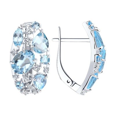 Серьги из серебра с топазами и фианитами, 925, 37 200 тг