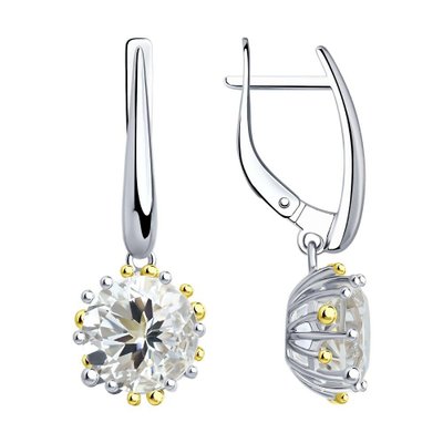 Серьги из золочёного серебра с горным хрусталем, 925, 32 450 тг