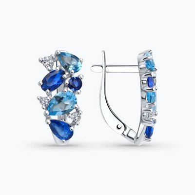 Серьги из серебра с топазами и фианитами, 925