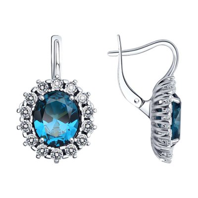 Серьги из серебра с ситаллами и фианитами, 925, 41 200 тг