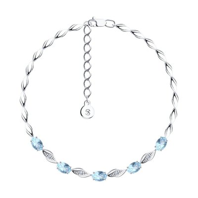 Браслет из серебра с топазами и фианитами, 925, 39 600 тг