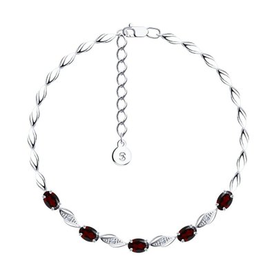 Браслет из серебра с гранатами и фианитами, 925, 25 300 тг