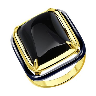 Кольцо из золочёного серебра с агатом, 925, 35 900 тг