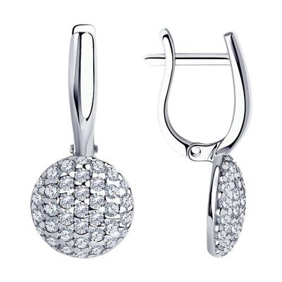 Серьги из серебра с фианитами, 925, 18 050 тг