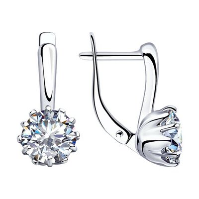 Серьги из серебра с фианитами, 925, 18 050 тг