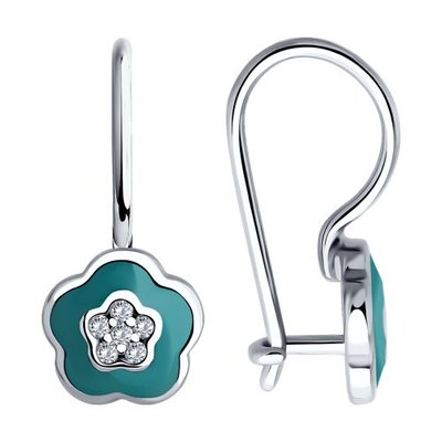 Серьги из серебра с фианитами и эмалью, 925, 8 850 тг