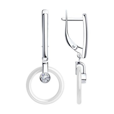 Серьги из серебра с керамическими вставками и фианитами, 925, 11 650 тг