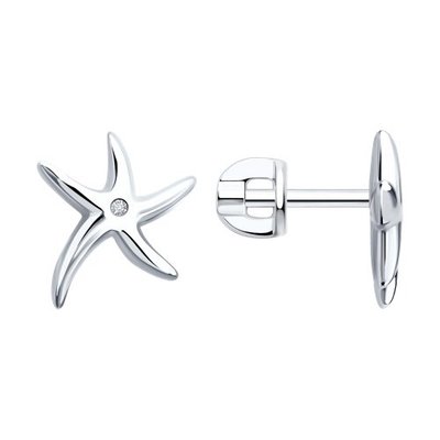 Серьги из серебра с фианитами, 925, 13 100 тг