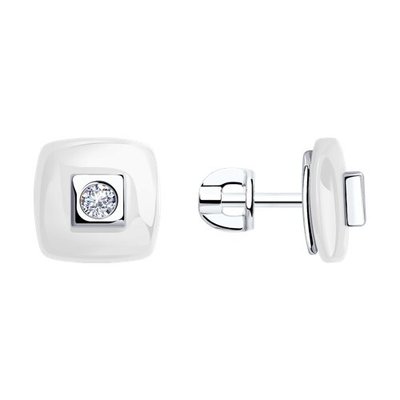 Серьги из серебра с керамическими вставками и фианитами, 925, 8 950 тг