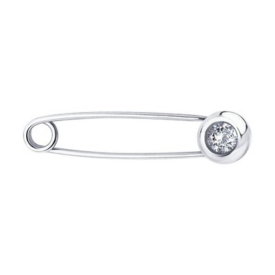 Брошь из серебра с фианитом, 925