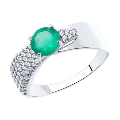 Кольцо из серебра с агатом и фианитами, 925, 15 600 тг