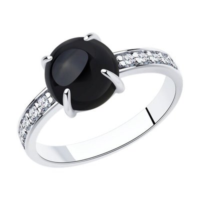 Кольцо из серебра с агатом и фианитами, 925, 12 150 тг