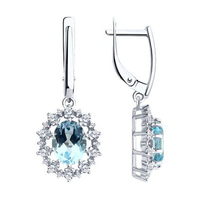 Серьги из серебра с топазами и фианитами, 925, 36 400 тг