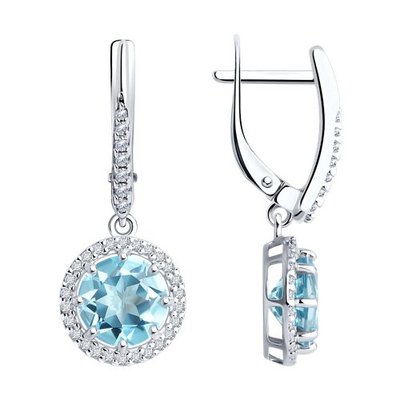 Серьги из серебра с топазами и фианитами, 925, 26 900 тг