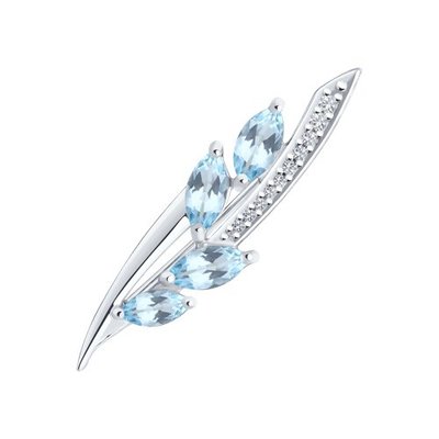 Брошь из серебра с топазами и фианитами, 925, 15 050 тг