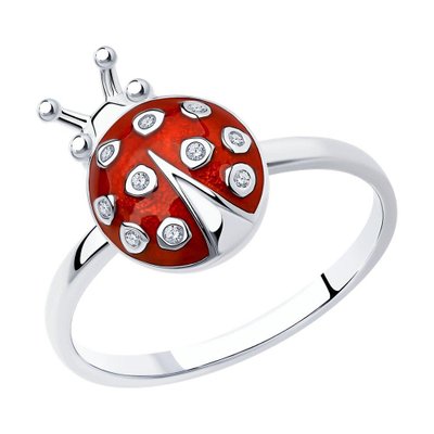 Кольцо из серебра с эмалью и фианитами, 925, 12 500 тг