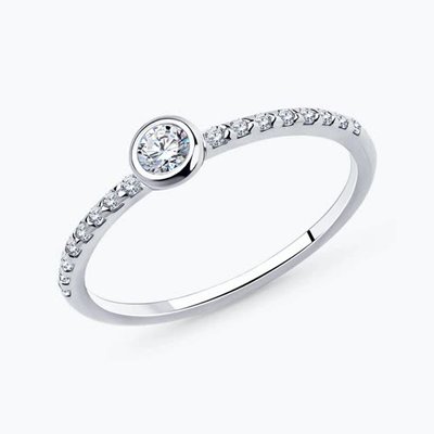 Помолвочное кольцо из серебра с фианитами, 925, 4 800 тг