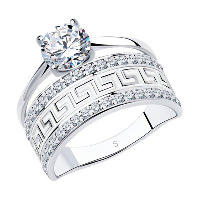 Кольцо из серебра с эмалью с фианитами, 925, 23 700 тг