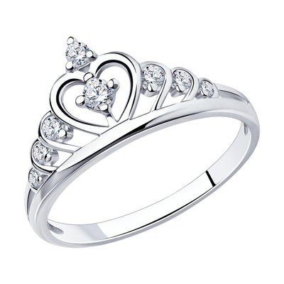 Кольцо - корона из серебра с фианитами, 925, 7 550 тг