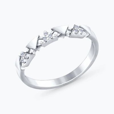 Кольцо из серебра с фианитами, 925, 4 450 тг