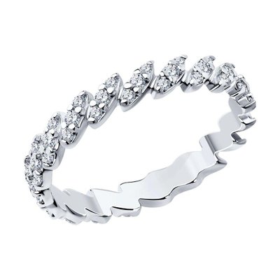 Кольцо из серебра с фианитами, 925, 10 500 тг