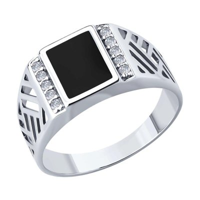 Кольцо из серебра с фианитами и эмалью, 925, 22 000 тг