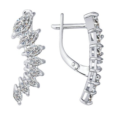 Серьги из серебра с фианитами, 925, 17 150 тг
