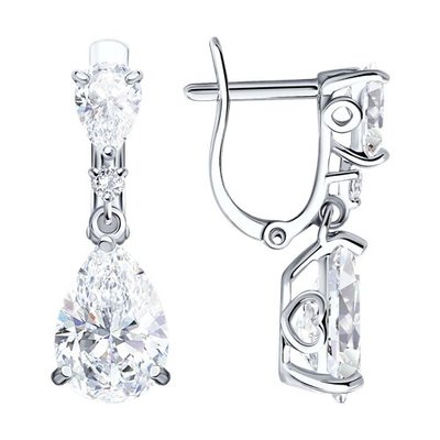 Серьги из серебра с фианитами, 925, 19 900 тг