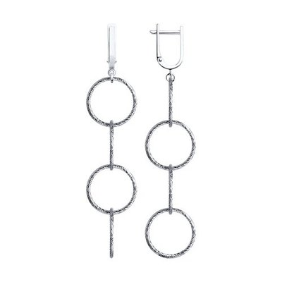 Серьги из серебра с алмазной гранью, 925, 24 400 тг