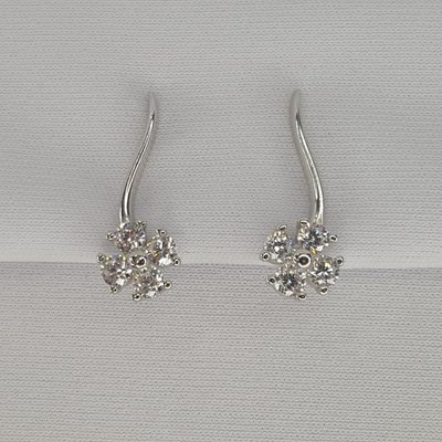 Серьги из серебра с фианитами, 925, 12 800 тг