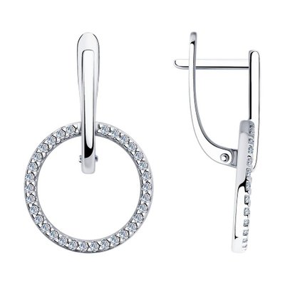 Серьги из серебра с фианитами, 925, 17 900 тг