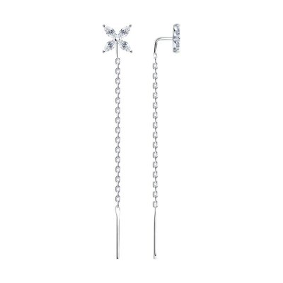 Серьги из серебра с фианитами, 925, 7 800 тг