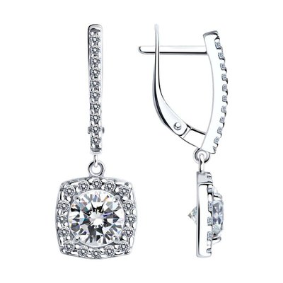 Серьги из серебра с фианитами, 925, 24 850 тг