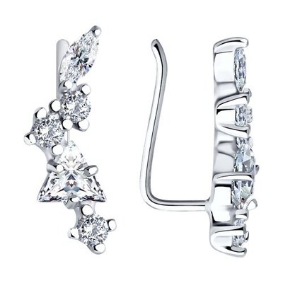 Серьги из серебра с фианитами, 925, 9 350 тг