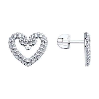 Серьги из серебра с фианитами, 925, 9 100 тг