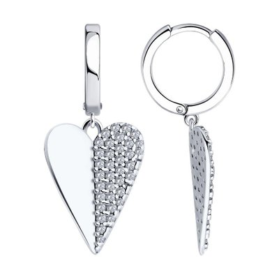 Серьги из серебра с фианитами, 925, 26 600 тг