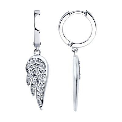 Серьги из серебра с фианитами, 925, 24 300 тг