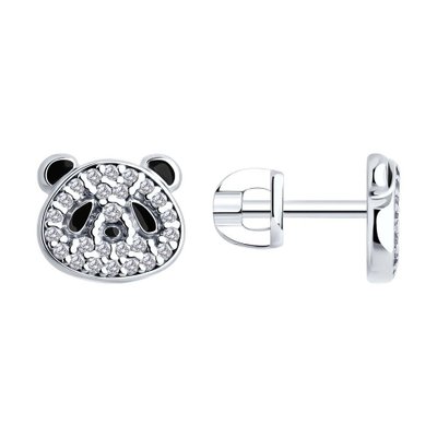 Серьги из серебра с фианитами и эмалью, 925, 17 700 тг