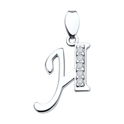 Подвеска-буква из серебра с фианитами, 925, 2 600 тг