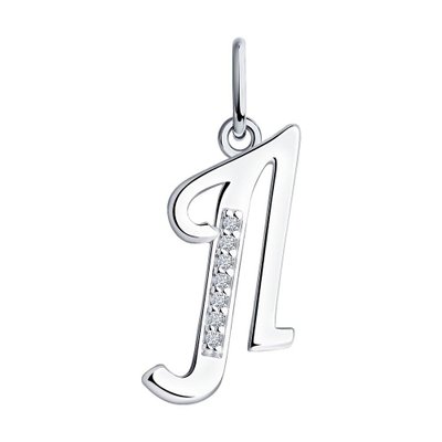 Подвеска-буква из серебра с фианитами, 925, 4 850 тг