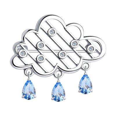 Брошь из серебра с фианитами, 925, 16 950 тг