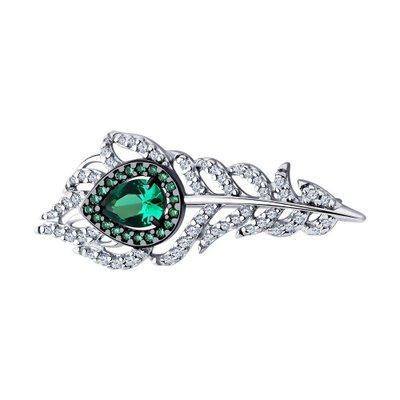 Брошь из серебра с фианитами, 925, 20 500 тг