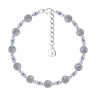 Браслет из серебра с фианитами, 925, 44 300 тг