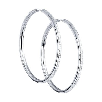 Серьги конго из серебра с алмазной гранью и матированием, 925, 38 650 тг