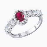 Кольцо из серебра с рубином и фианитами из серебро