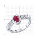 Кольцо из серебра с рубином и фианитами из серебро — вид 3